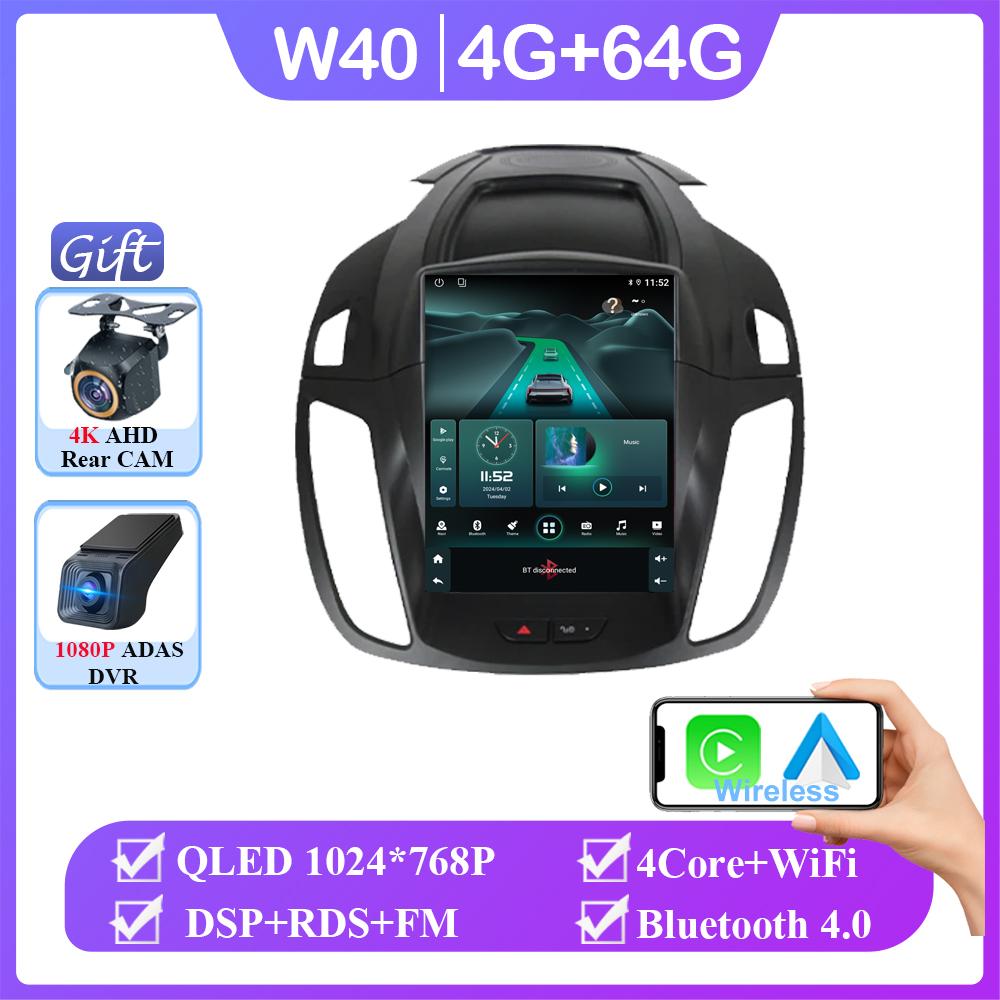 9.7" Inch Android Car Radio For Ford Kuga 2 Escape 3 2012 - 2019  4G Wireless CarPlay Multimedia Player GPS 2Din BT