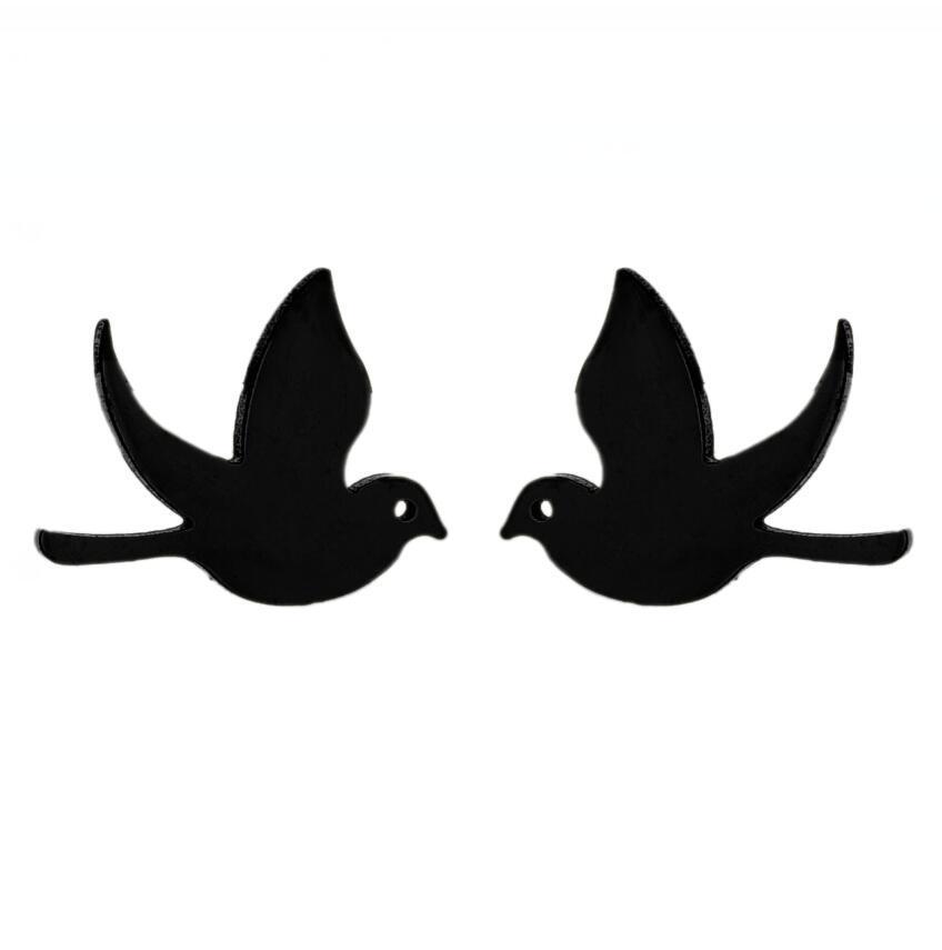Asymetrické náušnice s ptáčky v korejském stylu: Temperamentní design z nerezové oceli