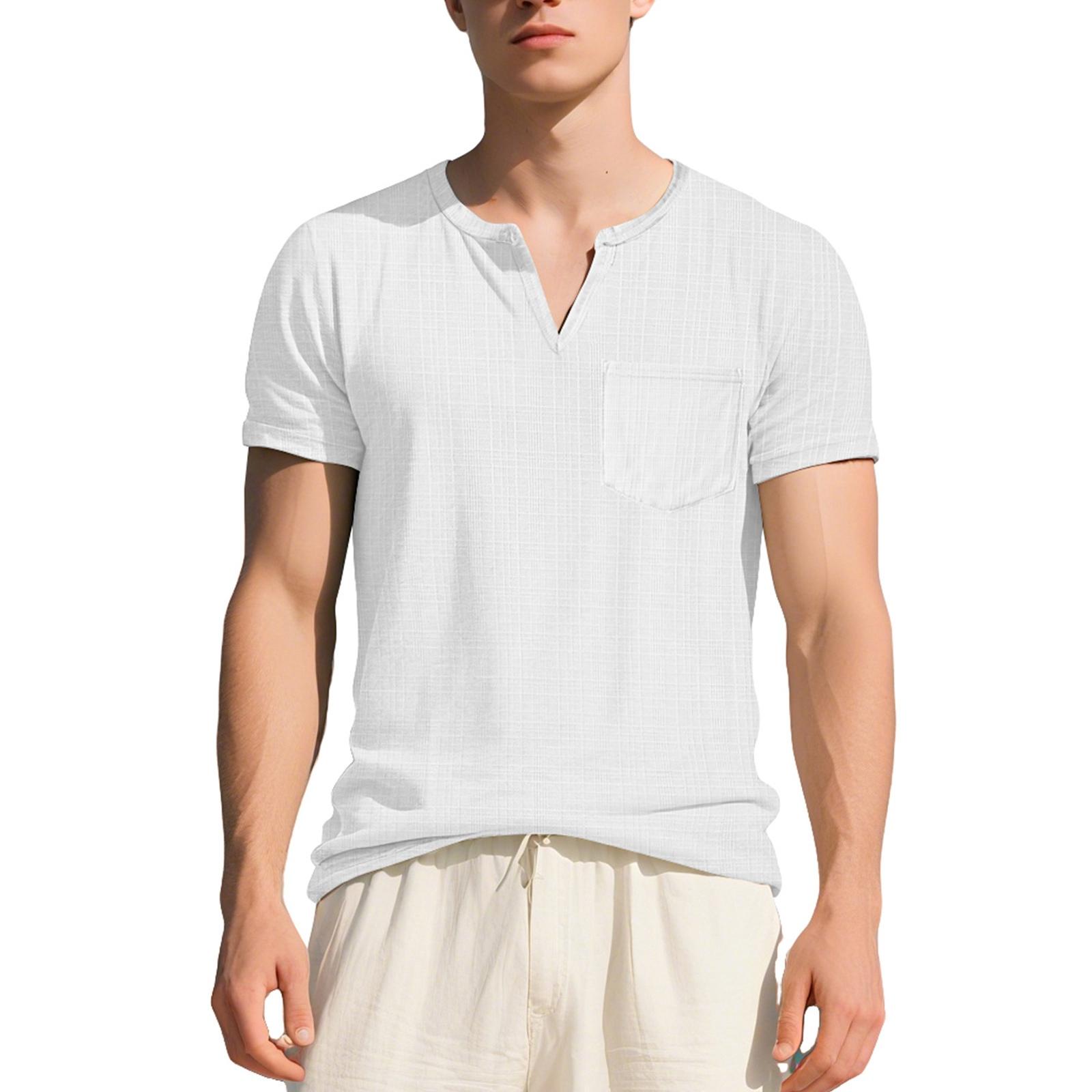 

Men s Imitation Leather Collar Breathable And Fitted Oversized Short Sleeve XXL білий