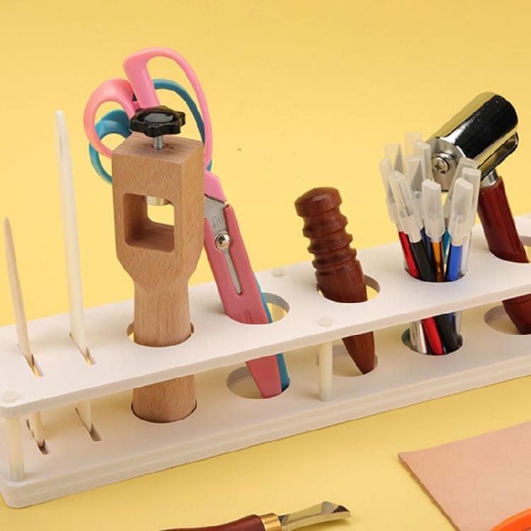 PVC Leather Tool Storage Rack with Multiple Holes Punch Craft Tool Organizer Shelf Suitable for Professional Technicians