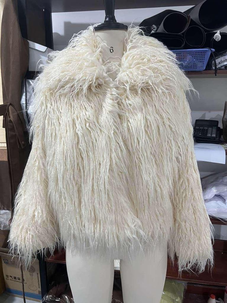 Available Now: 2024 Women's Fashion Solid Color Faux Fur Coat - Warm, Fuzzy, Long Sleeve Winter Outerwear.