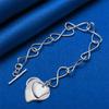 925 Sterling Silver 8-inch Exquisite Double Layered Heart-shaped Bracelet for Women's Fashion Wedding Jewelry Accessories