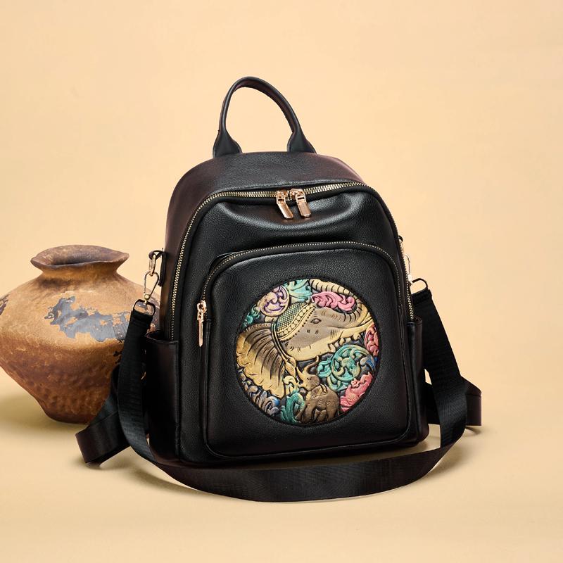 Damski plecak podróżny z nadrukiem PU, duża pojemność, wielofunkcyjny, na ramię, crossbody