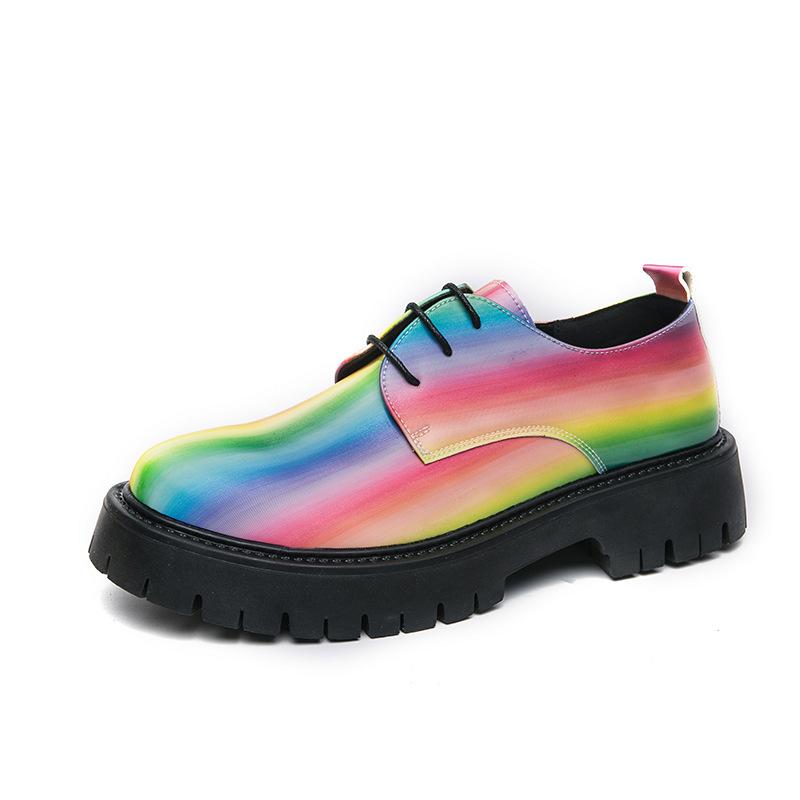

Colorful casual dress big head leather shoes British Korean version hairstylist business nightclub platform wedding men s shoes tide 46