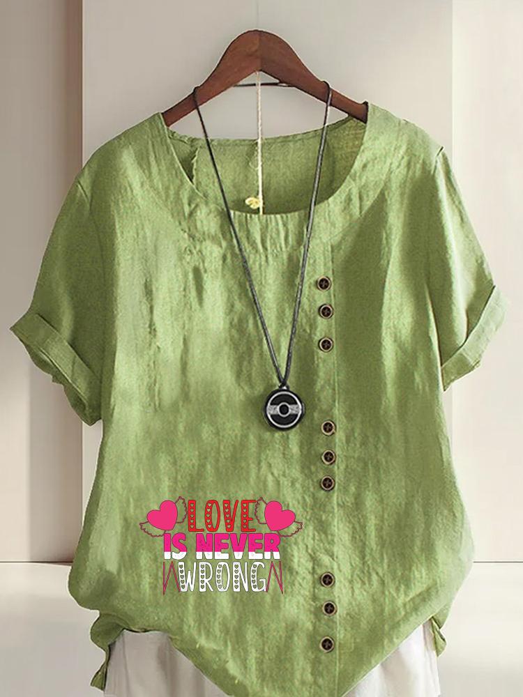 Women's Fashion Letter Printing Shot Sleeve T-shirt Loose Cotton Shirt Casual Loose Summer Blouse Tops Plus Size