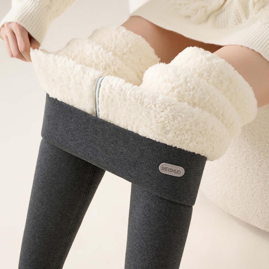 Women Thick Fleece Lined High Waist Warm Thermal Outer Wear Leggings Pants