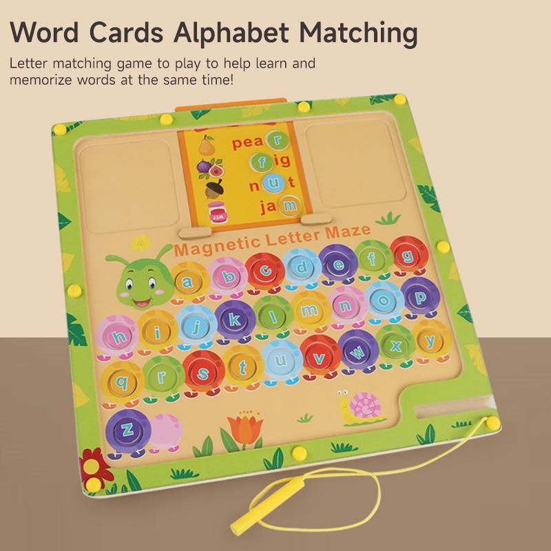 Montessori 2-in-1 Magnetic Number Letter Learning Puzzle Board Bead Maze Toy Children Drawing Board Toys Education Puzzle Games