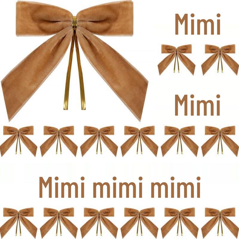 Набор из 24 бархатных рождественских бантов-украшений для упаковки подарков и конфет Other хаки