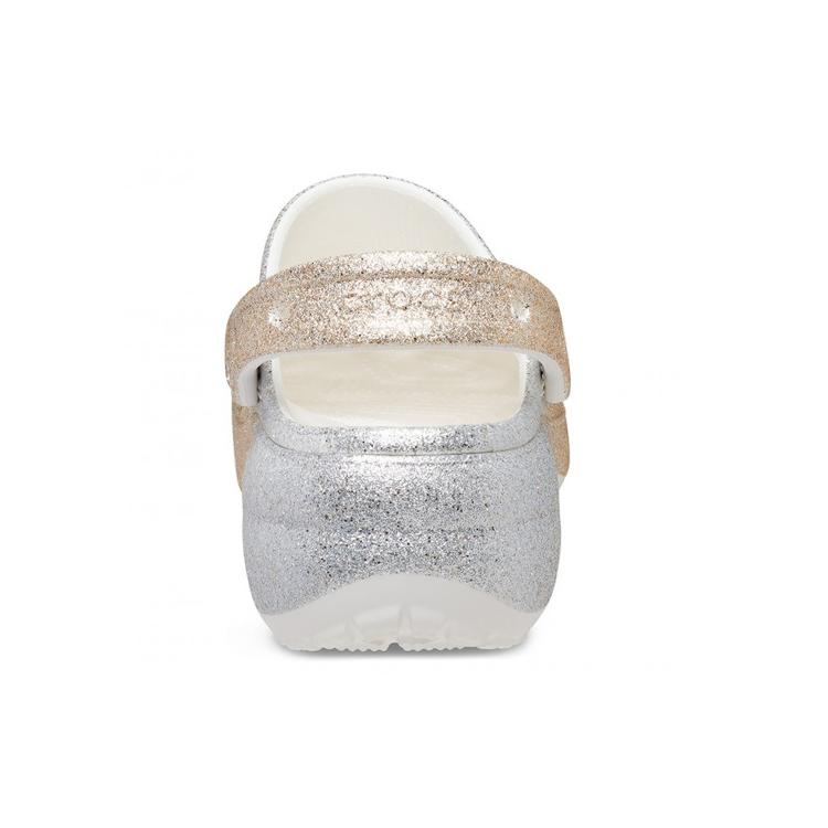 Crocs Zoccoli Piattaforma Classici in PU Fiore di Bambino Donna Gradiente Oro e Argento 207933-19B