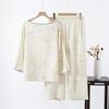 Women's Bamboo Cotton Gauze Seven-Sleeve Pajamas, Spring/Summer Chinese Style Homewear Set