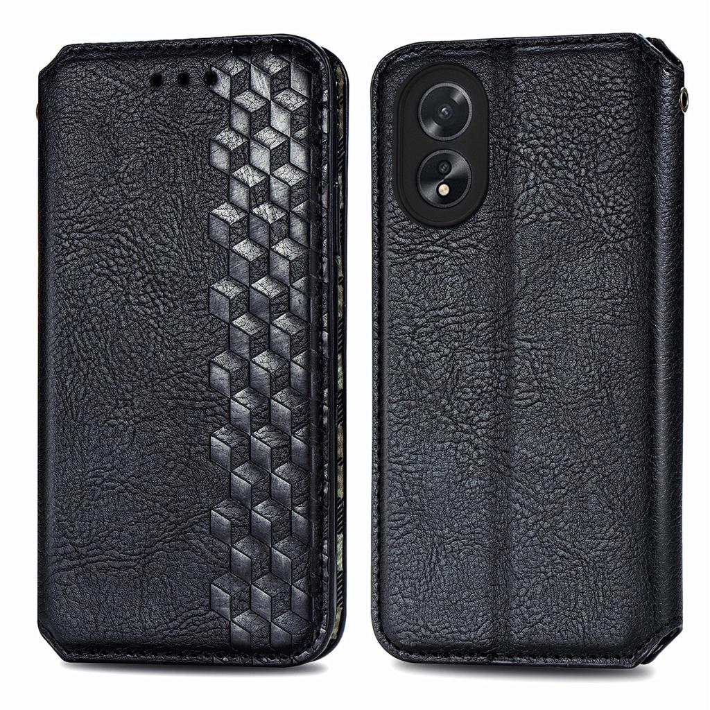 For Oppo A38 4G/A18 4G PU Leather Case Rhombus Imprint Wallet Stand Phone Cover