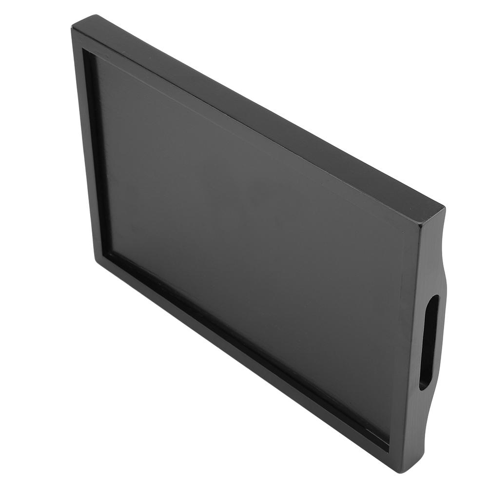 Tragbare binaurale Rechteckform Massivholz Tee Kaffee Snack Lebensmittel Serviertablett Platte (Schwarz)