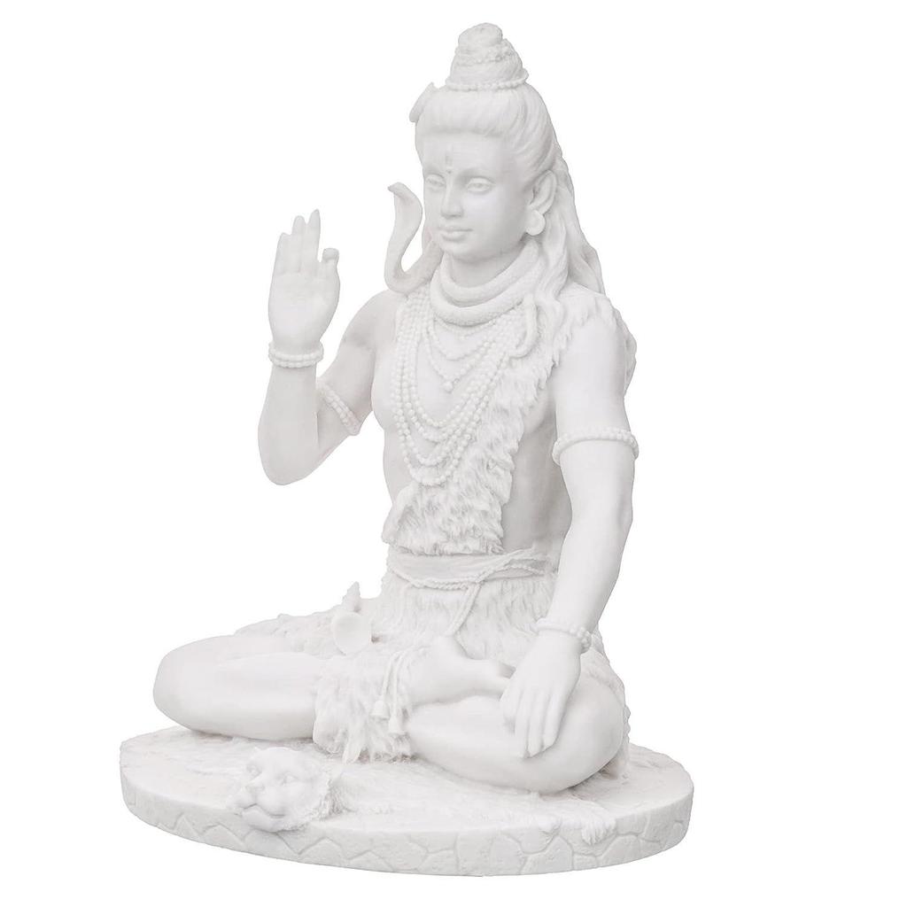 Weiße Polyresin-Segensstatue von Lord Shiva