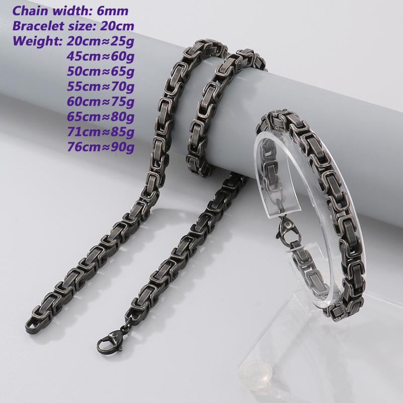 Retro Black Cuban Chain Bracelet Necklace with Multiple Chains Options