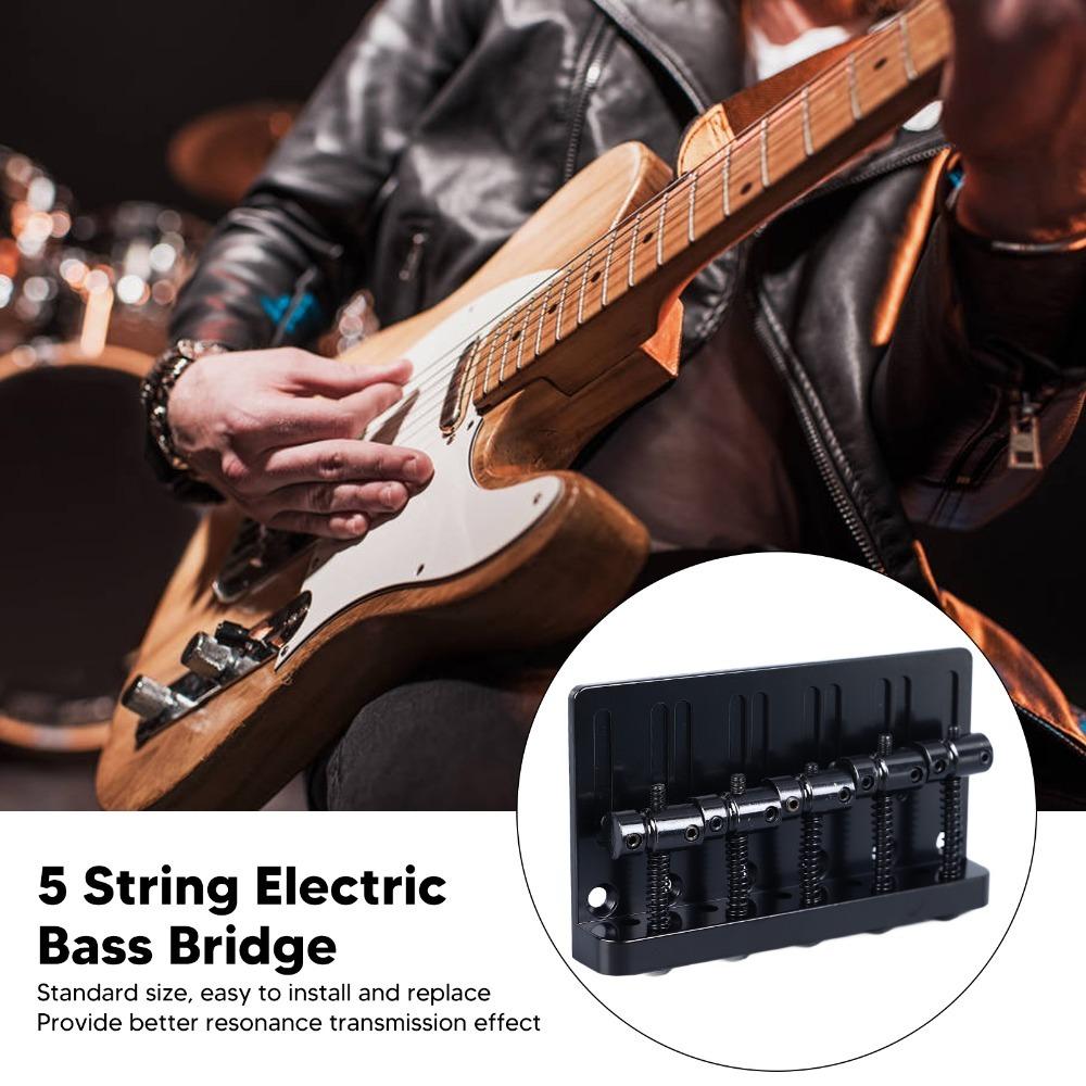 Metal Electric Bass Bridge Silver And Black Thickened Tailpiece Bridge Bass Guitar Replacement чёрный