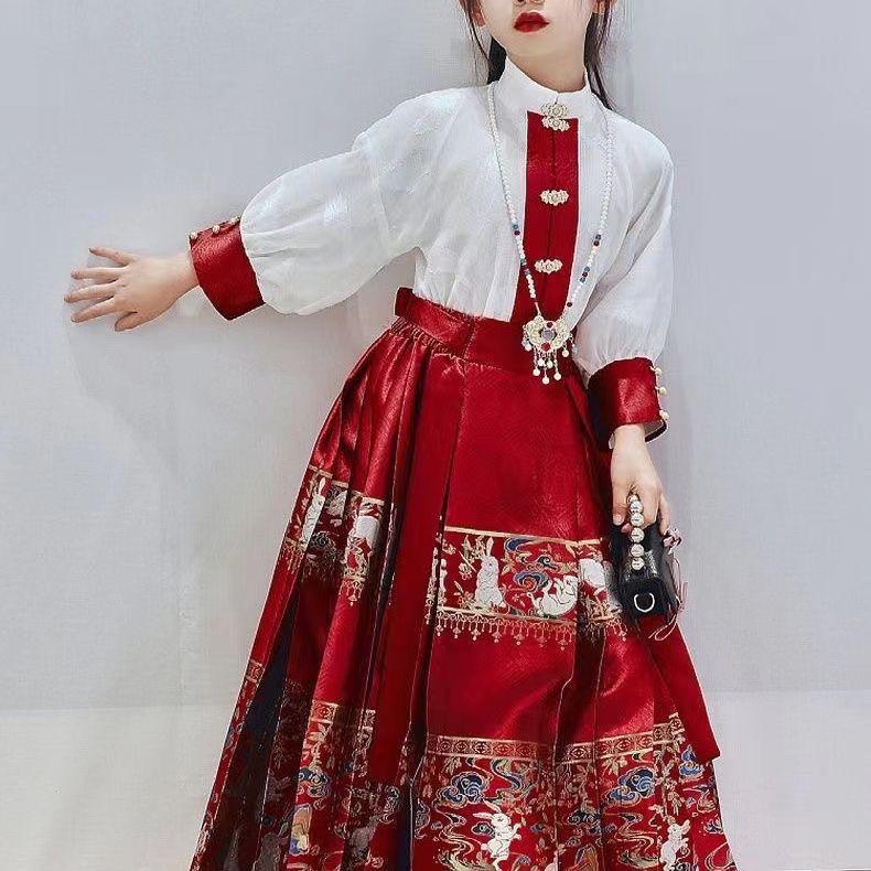 2026 New Chinese Style Hanfu Ma Mian Skirt for Girls