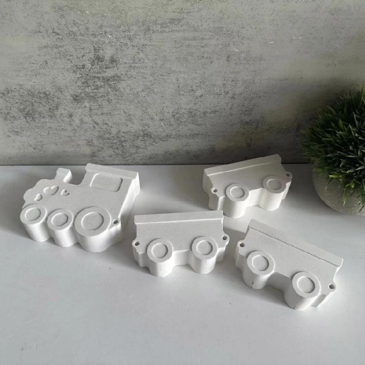 Silicone Ornament Molds Train Theme Candle Holder Molds Resin Craft Moulds Silicone Texture Candle Stand Molds for Craft