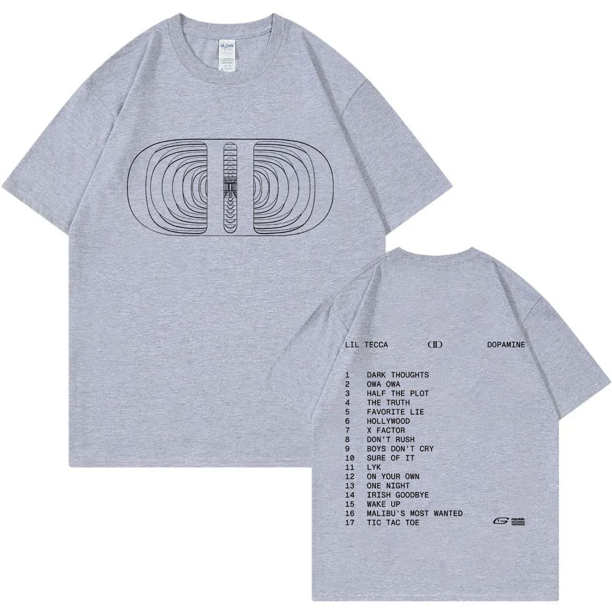 

Rapper Lil Tecca Dopamine 2026 New Album Merch Tshirt Fashion Hip Hop Short Sleeve T Shirts Unisex Women Casual Oversized Tshirts S