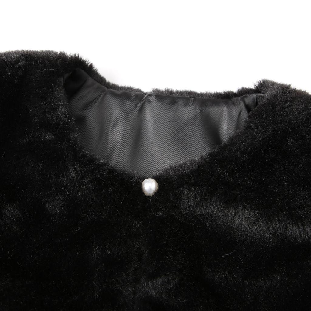 Girls' Faux Rabbit Fur Long-Sleeved Cape Coat