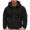 Men's Solid Color Casual Long-sleeved Double-sided Fleece Loose Hooded Zipper Hoodie Jacket