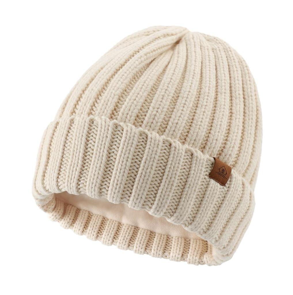 Connectyle Winter Knit Stretchy Knit Warm and Perfect for Snowboarding and Beige Men's Beanie, Cap, Warm, Unisex, Hiking,