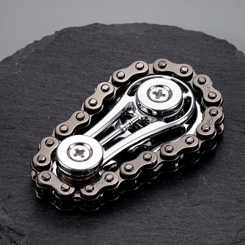 Black Technology Gear Chain Fidget Spinner - Portable Decompression Gyro for Adults