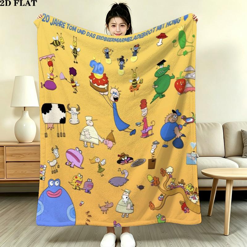 Tom Water Print Flannel Blanket, High quality Comfortable for All Seasons, Home Decor, Warmth and Comfort, Perfect for Christmas Gifts