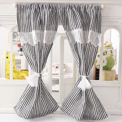 Fabric Miniature Dollhouse Window Curtain with Stripe Pattern Design For 1/12 Model Dollhouse Scene Decoration Accessory