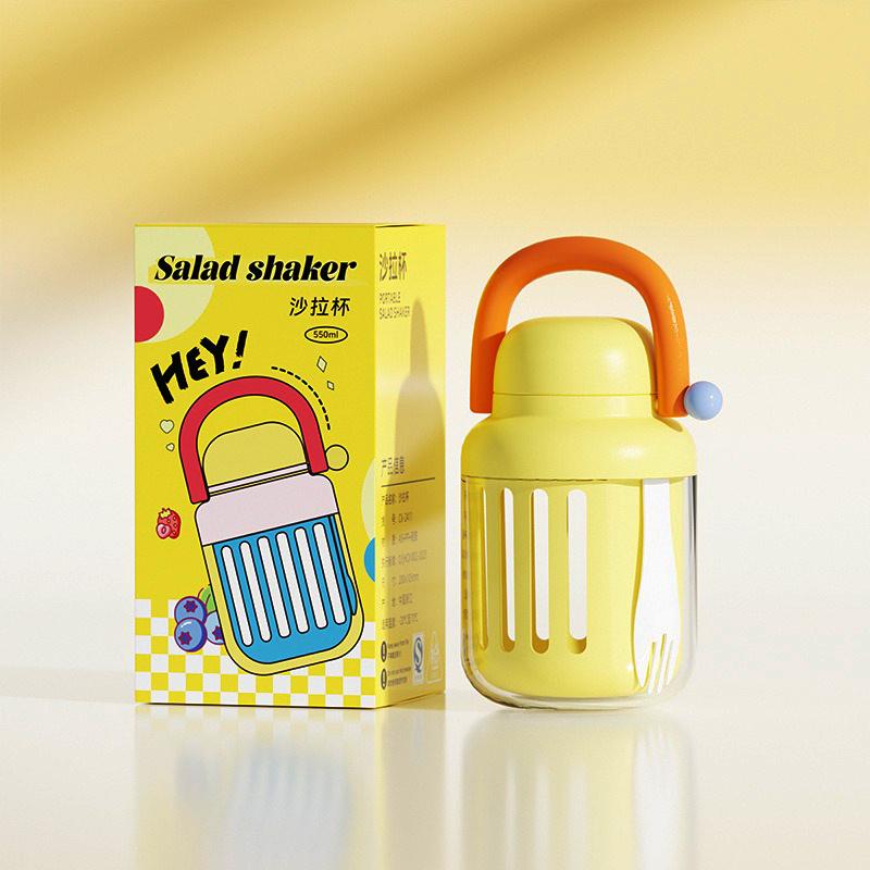 

Стаканчики для йогурта с крышками, многоразовые, с вилкой и топпингом, стаканчики для хлопьев, двухслойные салатницы со съемным дуршлагом