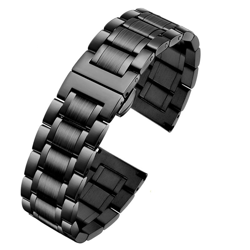 Ремешок для часов из нержавеющей стали 316 для Cartier Ronde Tank Solo London Мужские Женские Аксессуары для ремешка часов 20 мм 22 мм Наручный ремешок 16mm чёрный