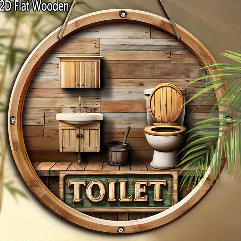 Interesting Toilet Decoration, Wooden Hanging Decorative Signs, Bathroom Wall or Door Decoration, 2D Graphic Products, Housewarming Gifts for Friends