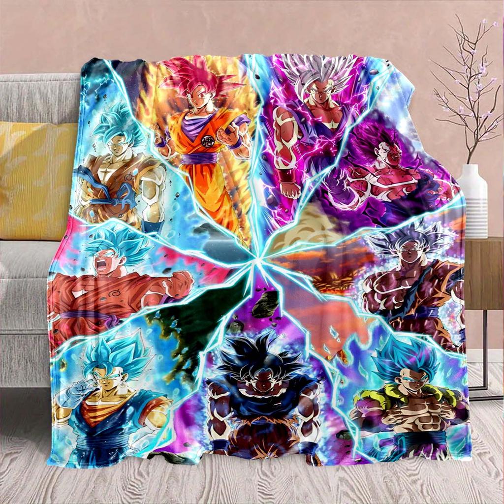 Dragon Ball Anime Flannel Blanket - Soft Warm Perfect for Sofa, Bedding Camping Travel Office Home Decor -QJY