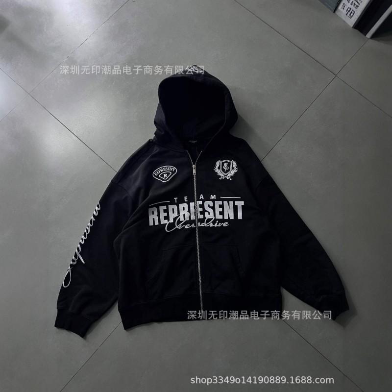 Y2K Multi-Element Sticker Biker Style 3D Embroidered Loose Hoodie Men Women
