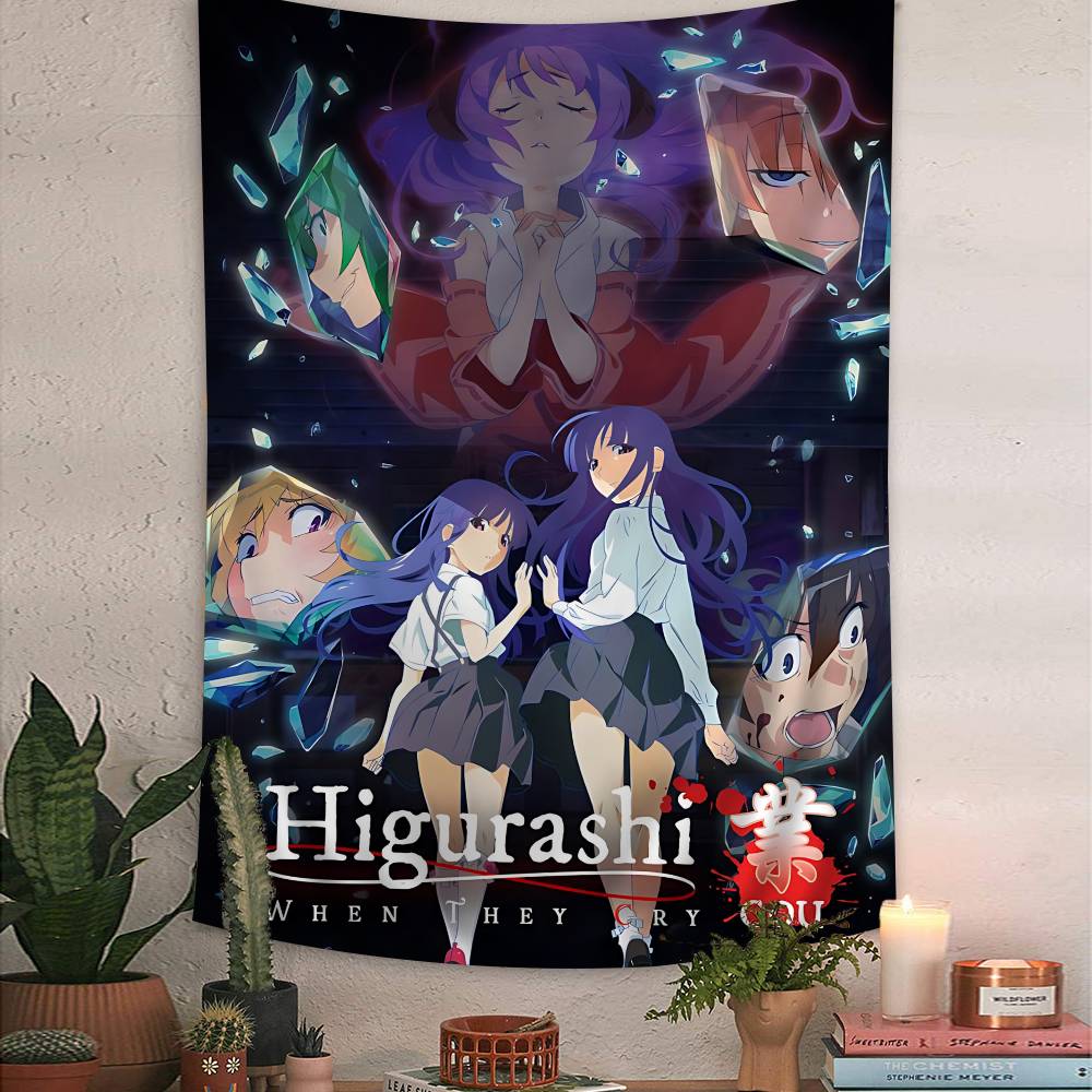 Anime Hhigurashi Wwhen They Ccry Hanging Bohemian Tapestry Hanging Tarot Hippie Wall Rugs Dorm Japanese Tapestry