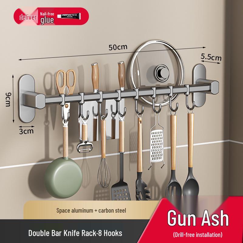 Wall-Mounted Multifunctional Kitchen Spice and Knife Organizer