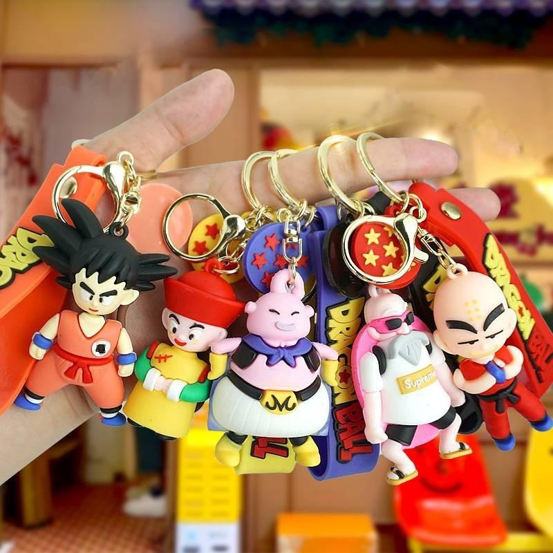 Cute Cartoon Dragon Ball Z Pvc Keychain Accessories Fun Durable Rubber Keyring For Goku Gohan Tien Buu Master Roshi