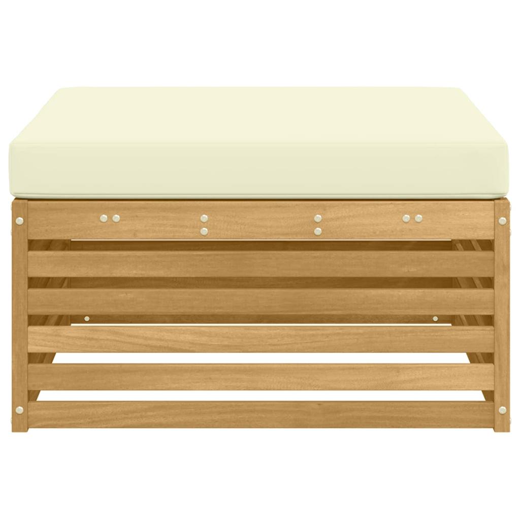 Outdoor Footstool Solid Acacia Wood White