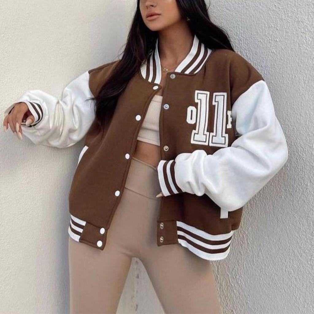 Uformell mote trykt sweatshirt fortykket topp langermet baseballuniform