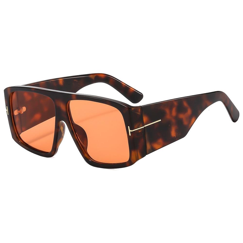 

New Wide Leg Oversized Leopard Gradient Women Sunglasses UV400 Brand Design Unique T-Shaped Accessories All Match as picture