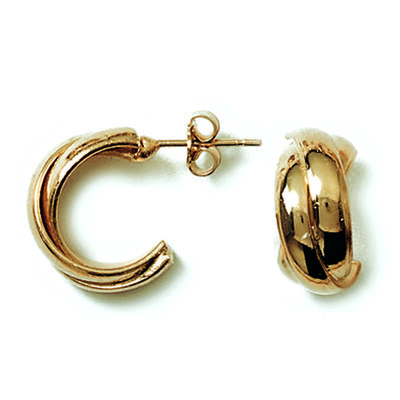 [D7231] - Gold Plated Hoop Earrings 'Entrecroix' - 14 Mm 6 Mm