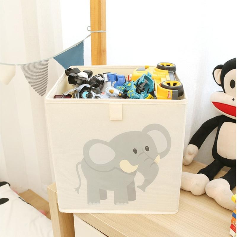Animal Themed Foldable Toy Storage Box for Kids Cube Organiser Bin with Handles Large Capacity Playroom Organiser