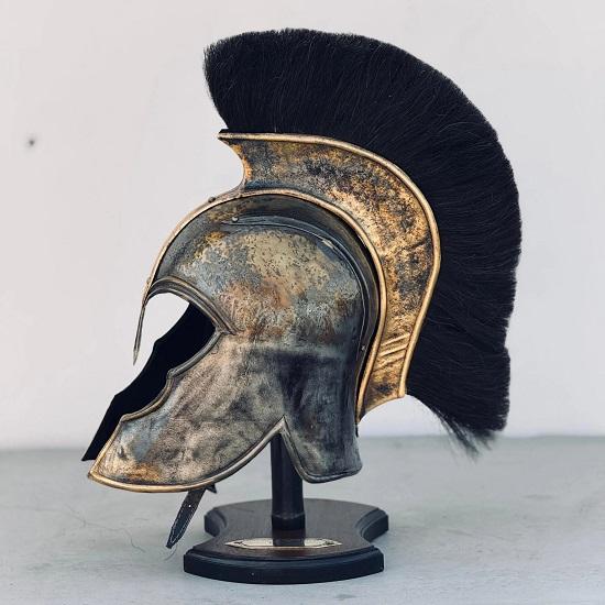 Medieval Knight Steel Authentic Troy Achilies Helmet- Greek Helmet With Wooden Stand