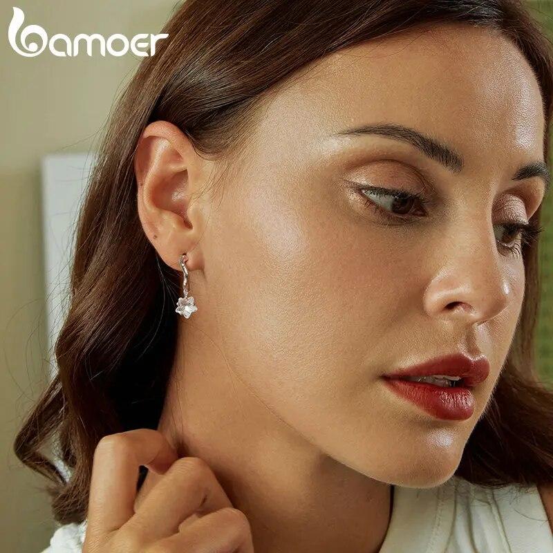 BAMOER Creolen aus 925er Sterlingsilber für Damen, zierliche, vergoldete Ohrringe, hypoallergen, Oktopus-Seestern-Ohrring, Geschenk