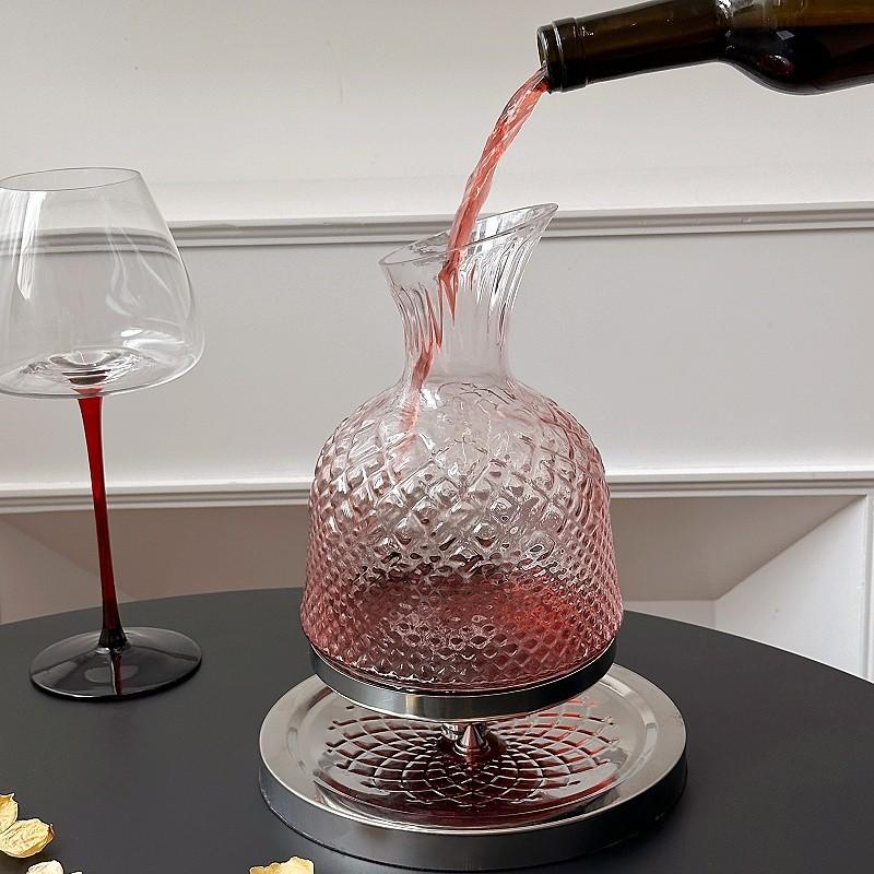 BOLTIFY Crystal Glass 360 Degree Rotating Decanter Drum 1500ml Decanter Wine Dispenser Inflator Mirror Kettle Decoration Gift