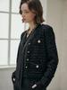 M.Graf Glitter Wool Blend V-Neck Tweed Knit Jacket