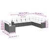 10-teiliges Gartensofa-Set mit Kissen Schwarzes Poly-Rattan