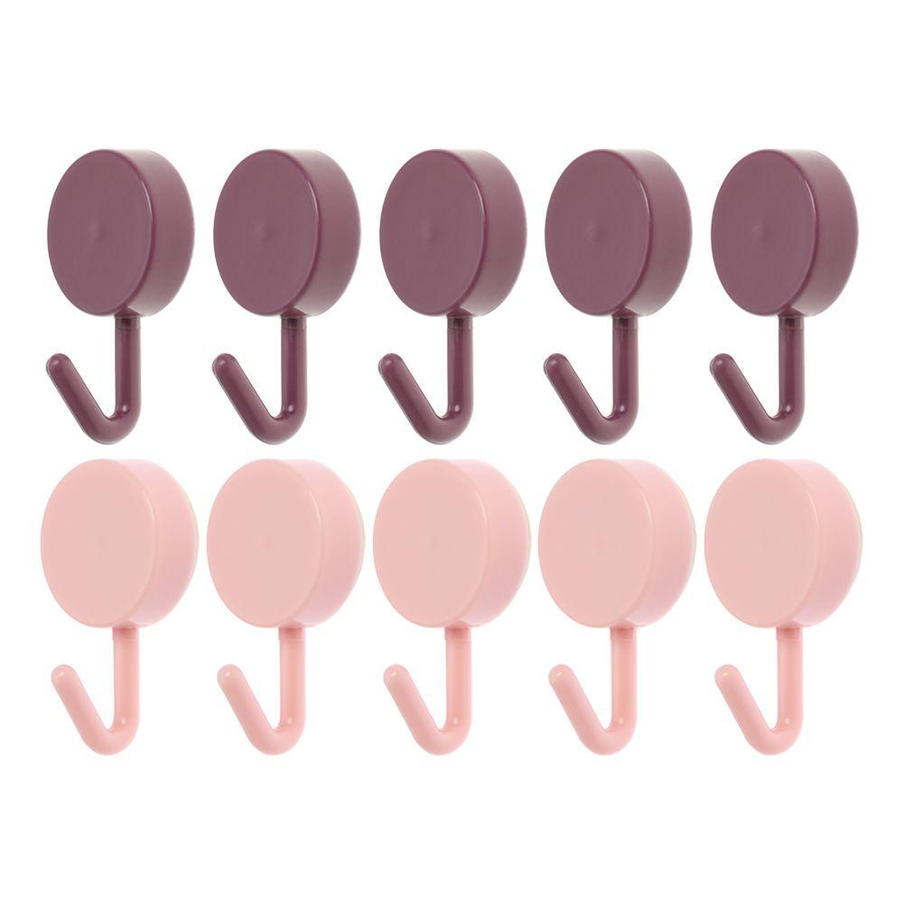 

10pcs Bathroom Decorative Adhesive Punch-free Clothes Hook Wall Hanger Wall Door Holder Towel Rack Wine red and Pink