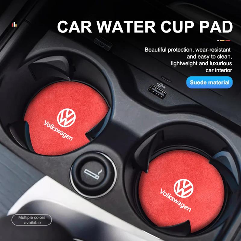 2pcs Car Suede Coaster Water Cup Holder Drink Pad Auto Interior Accessories For Volkswagen VW Jetta Golf Beetle CC EOS GTI zr4