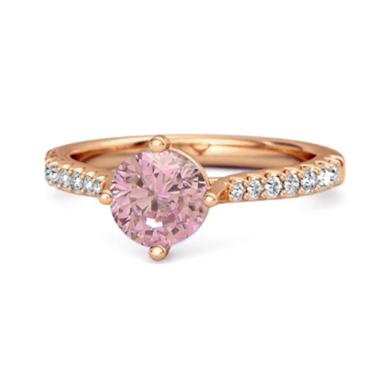 Pink Topaz Classic Pavé Solitaire Ring -925 Sterling Silver Rose Gold Vermeil 6 розового золота