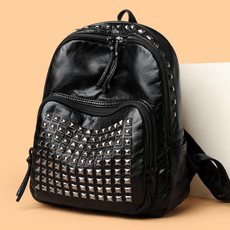 Large Capacity Travel Backpack Women Rivet Punk Backpack